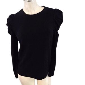 3/$25 Nine West Size S Black Knit Top Puff Sleeves
